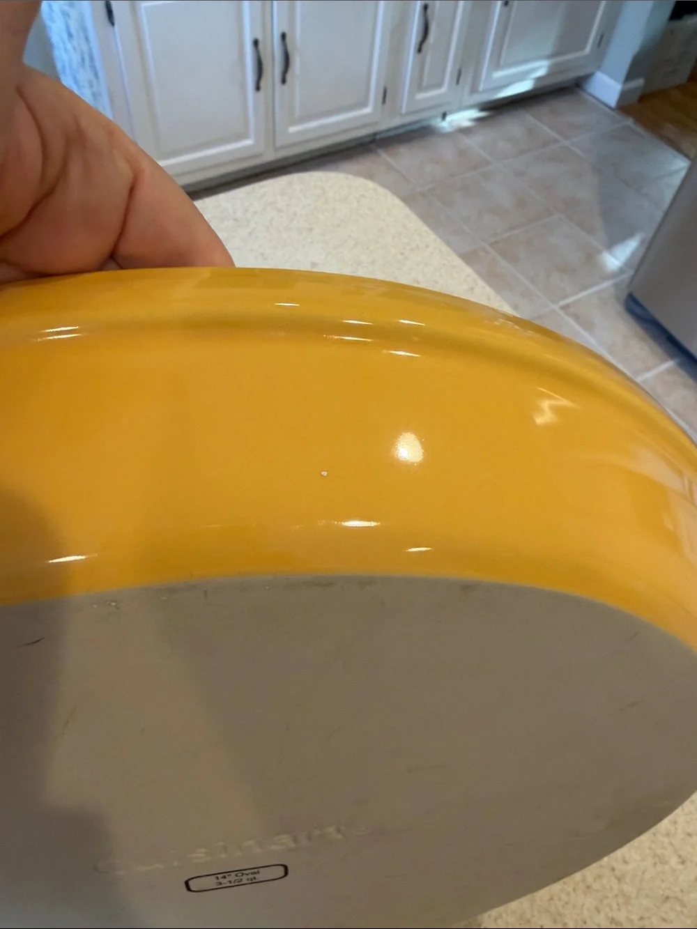 Yellow Ceramic Oven-to-Table Baking Dish-Cuisinart 14 in Oval dish
